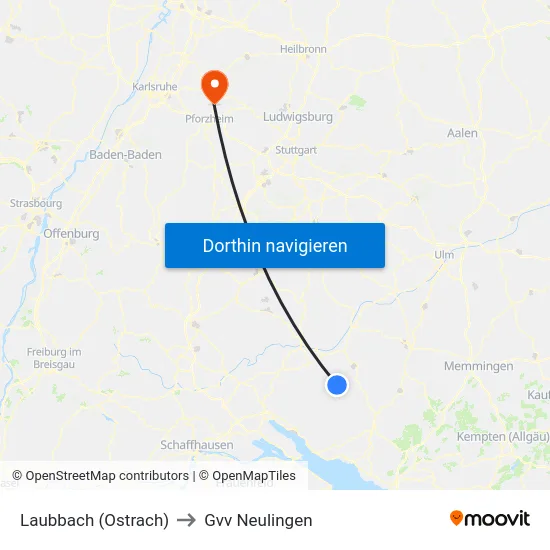 Laubbach (Ostrach) to Gvv Neulingen map