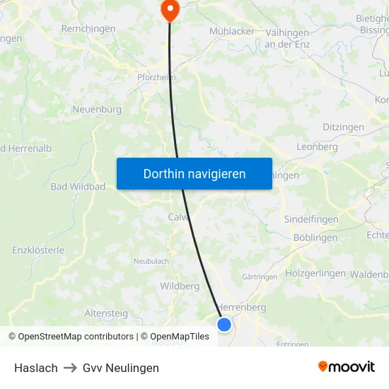 Haslach to Gvv Neulingen map