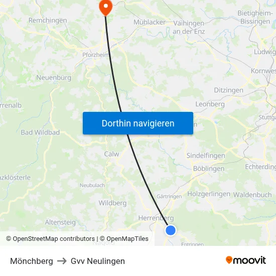 Mönchberg to Gvv Neulingen map