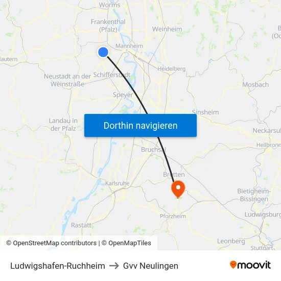 Ludwigshafen-Ruchheim to Gvv Neulingen map