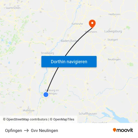Opfingen to Gvv Neulingen map