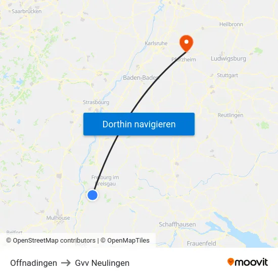 Offnadingen to Gvv Neulingen map