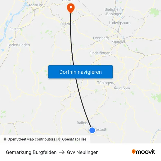 Gemarkung Burgfelden to Gvv Neulingen map