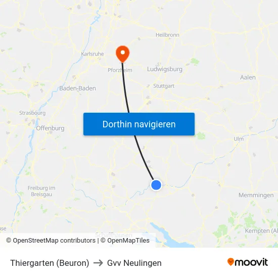 Thiergarten (Beuron) to Gvv Neulingen map