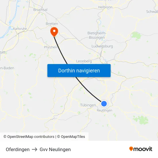Oferdingen to Gvv Neulingen map