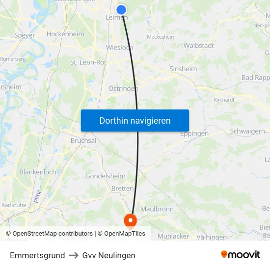 Emmertsgrund to Gvv Neulingen map