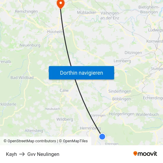 Kayh to Gvv Neulingen map