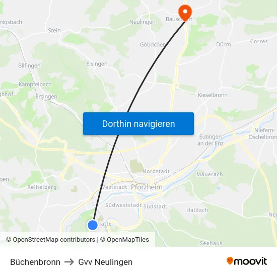 Büchenbronn to Gvv Neulingen map