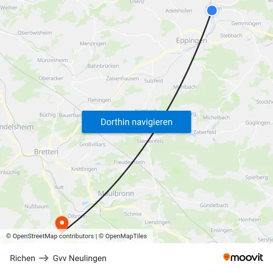 Richen to Gvv Neulingen map