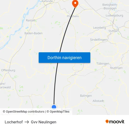 Locherhof to Gvv Neulingen map