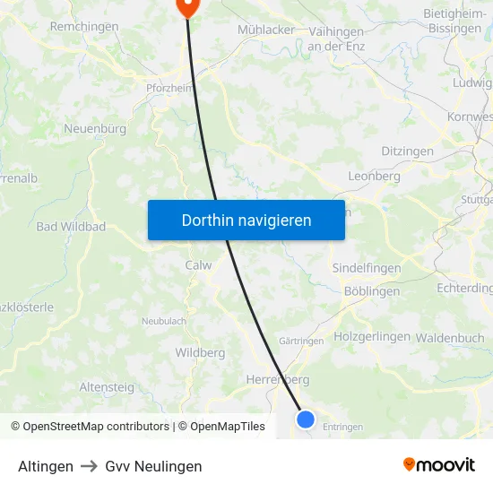 Altingen to Gvv Neulingen map
