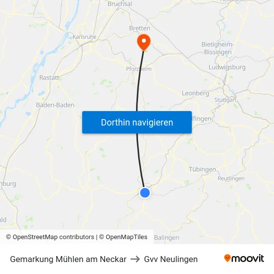 Gemarkung Mühlen am Neckar to Gvv Neulingen map