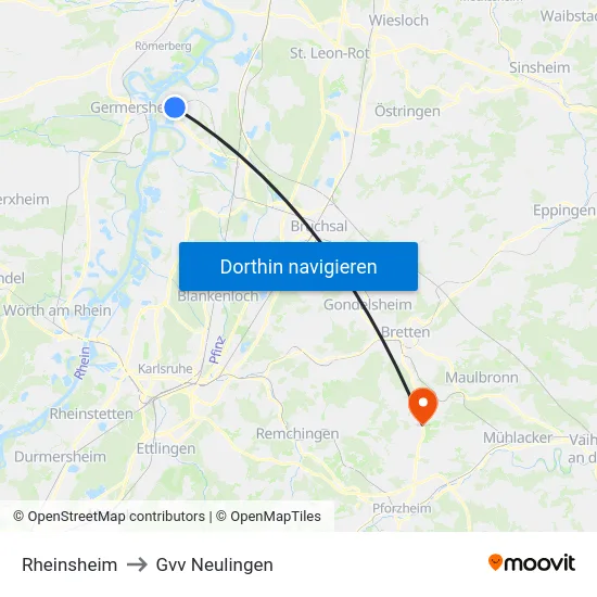 Rheinsheim to Gvv Neulingen map