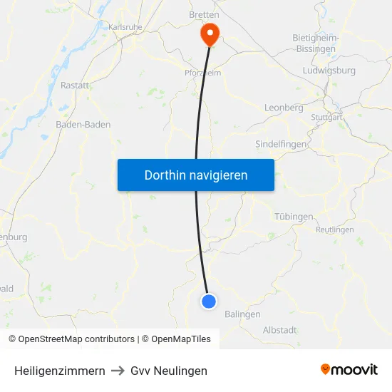 Heiligenzimmern to Gvv Neulingen map