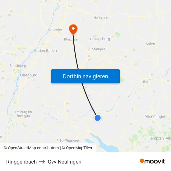 Ringgenbach to Gvv Neulingen map