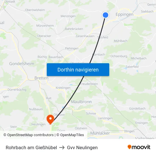 Rohrbach am Gießhübel to Gvv Neulingen map