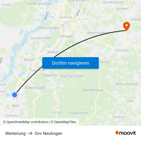 Weitenung to Gvv Neulingen map