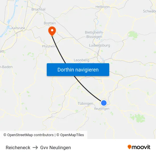 Reicheneck to Gvv Neulingen map