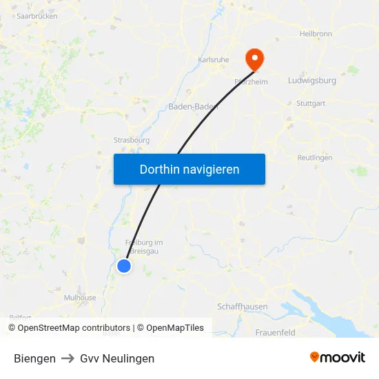 Biengen to Gvv Neulingen map