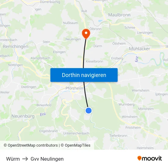 Würm to Gvv Neulingen map