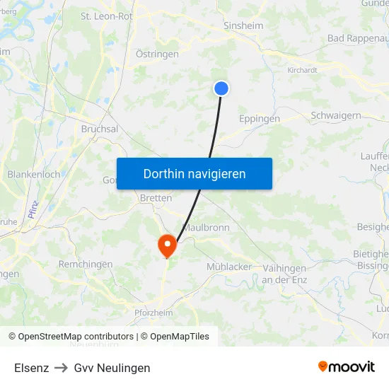 Elsenz to Gvv Neulingen map