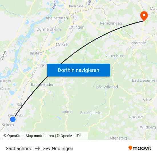 Sasbachried to Gvv Neulingen map