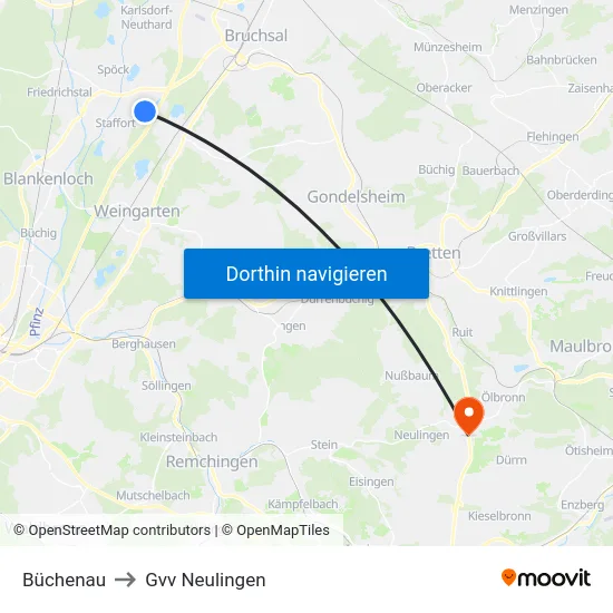 Büchenau to Gvv Neulingen map