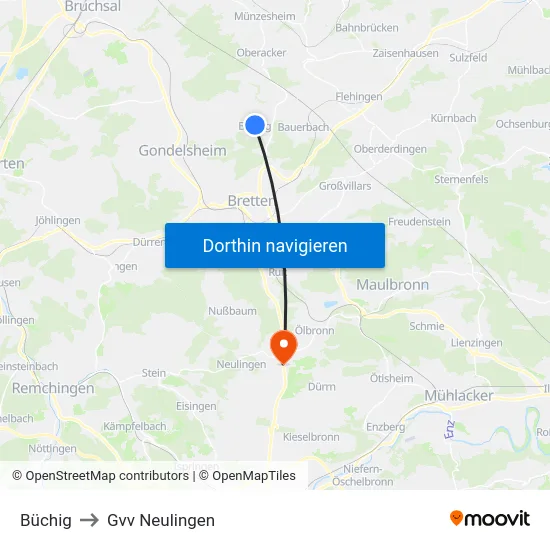 Büchig to Gvv Neulingen map