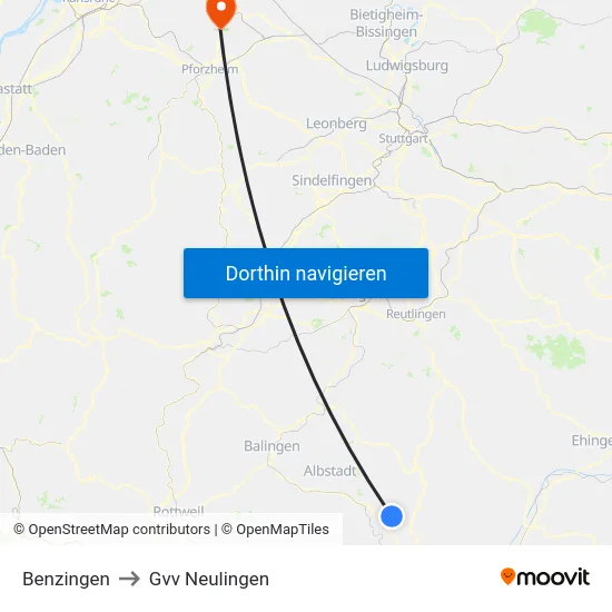 Benzingen to Gvv Neulingen map
