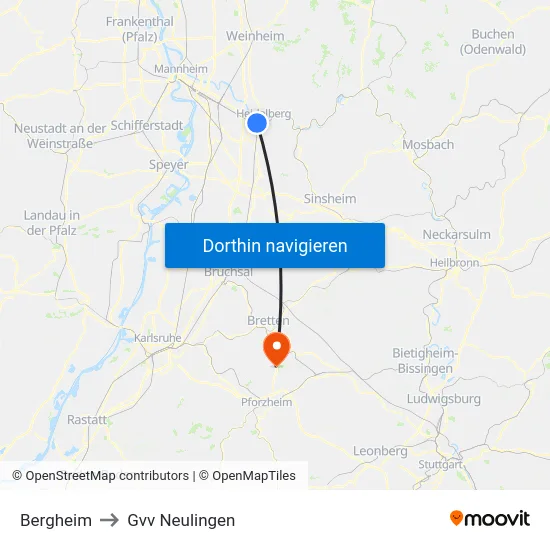 Bergheim to Gvv Neulingen map