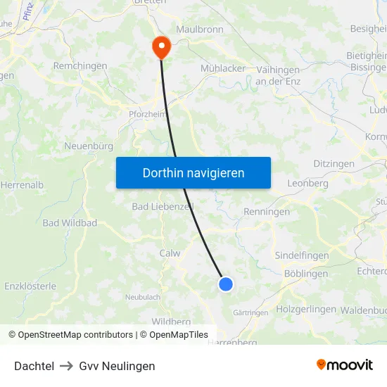 Dachtel to Gvv Neulingen map