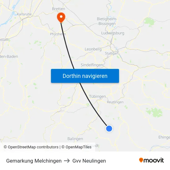 Gemarkung Melchingen to Gvv Neulingen map