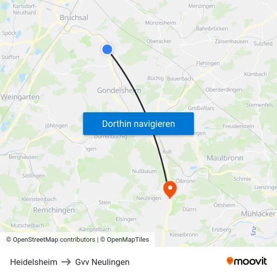 Heidelsheim to Gvv Neulingen map