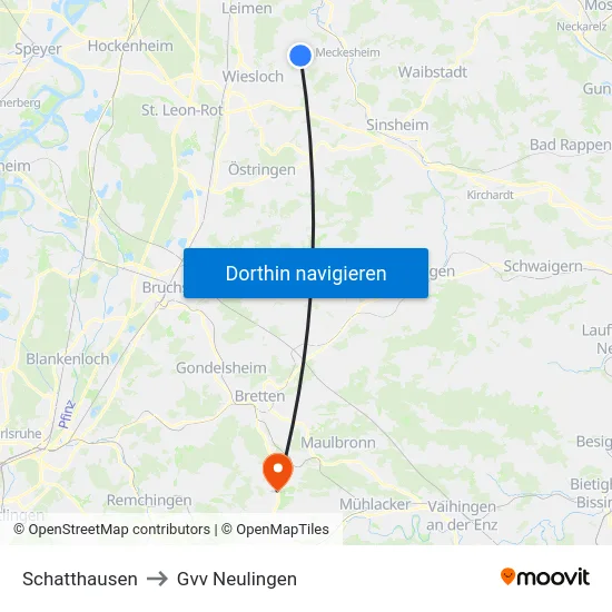 Schatthausen to Gvv Neulingen map