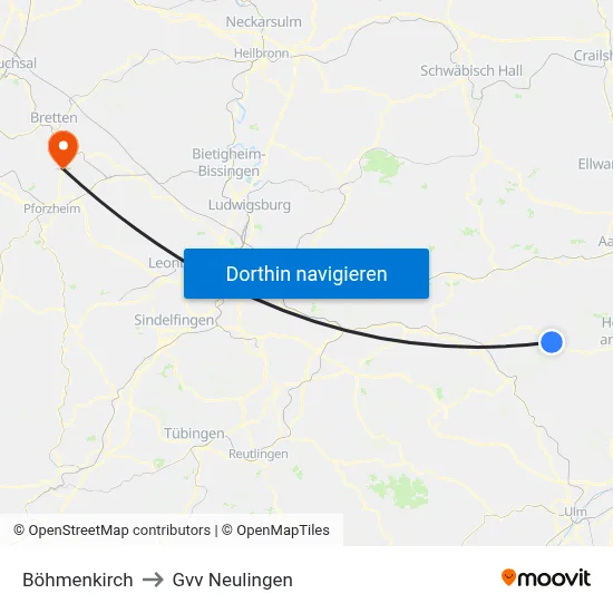 Böhmenkirch to Gvv Neulingen map