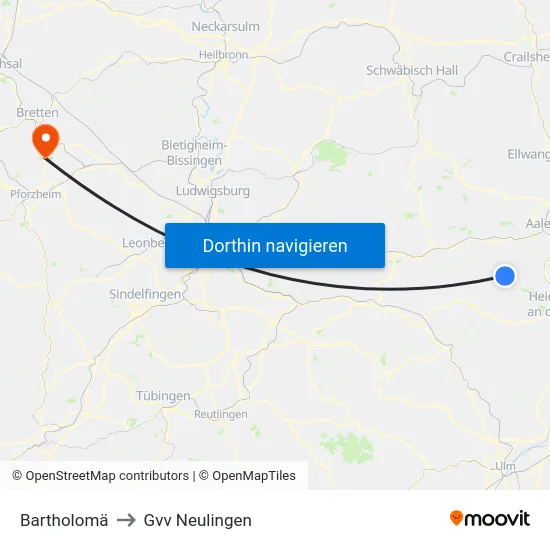 Bartholomä to Gvv Neulingen map