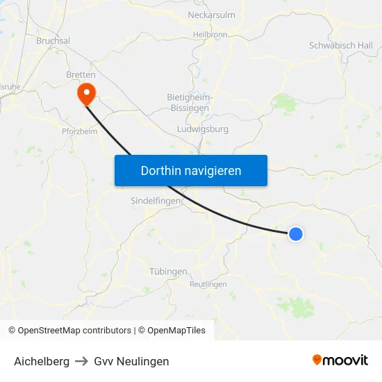 Aichelberg to Gvv Neulingen map