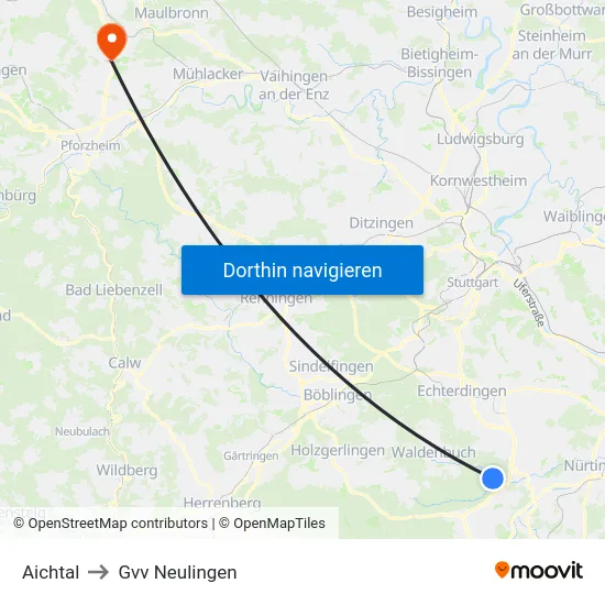 Aichtal to Gvv Neulingen map