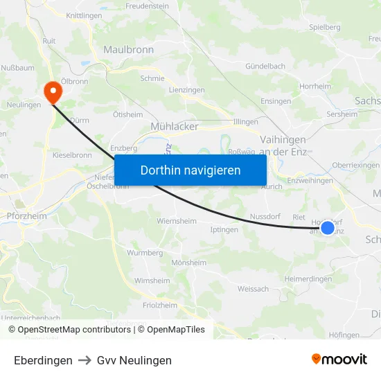 Eberdingen to Gvv Neulingen map