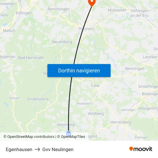Egenhausen to Gvv Neulingen map