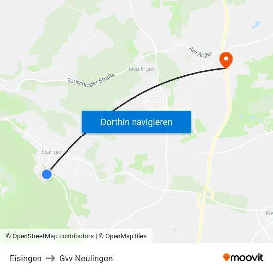 Eisingen to Gvv Neulingen map
