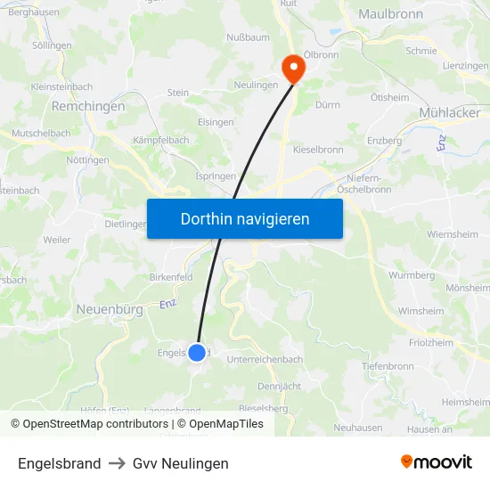 Engelsbrand to Gvv Neulingen map