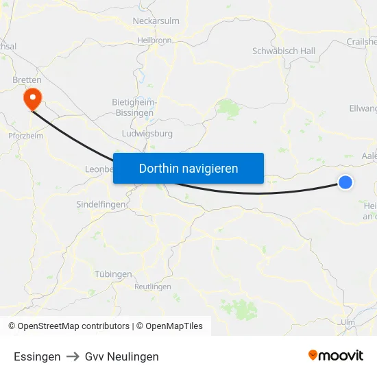 Essingen to Gvv Neulingen map