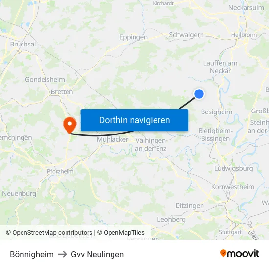 Bönnigheim to Gvv Neulingen map