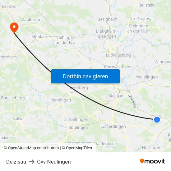 Deizisau to Gvv Neulingen map
