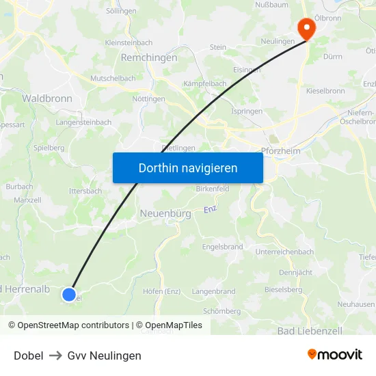 Dobel to Gvv Neulingen map