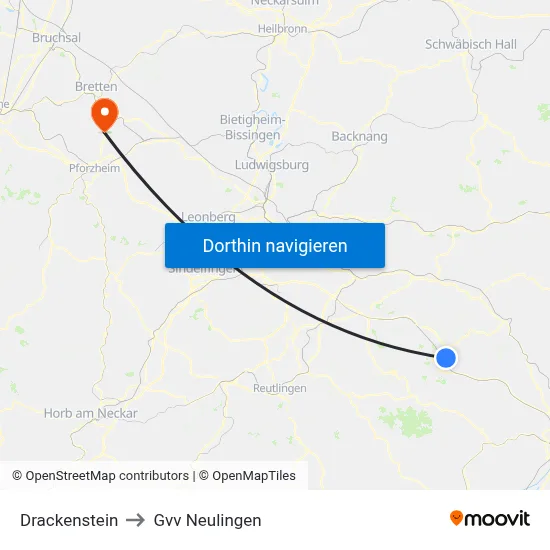 Drackenstein to Gvv Neulingen map