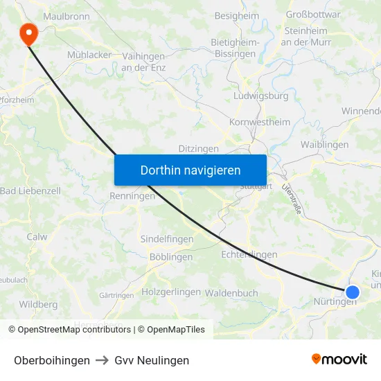 Oberboihingen to Gvv Neulingen map