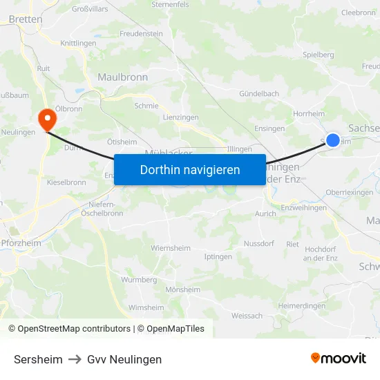 Sersheim to Gvv Neulingen map