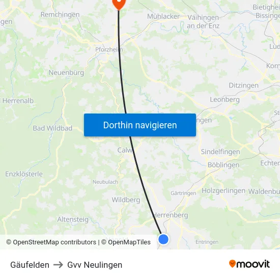 Gäufelden to Gvv Neulingen map